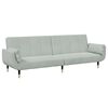 vidaXL Canap&eacute;-lit &agrave; 2 places avec repose-pied gris clair velours