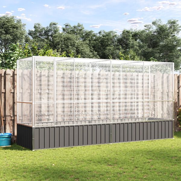 vidaXL Voli&egrave;re avec extension argent&eacute; 418,5x107x212 cm acier
