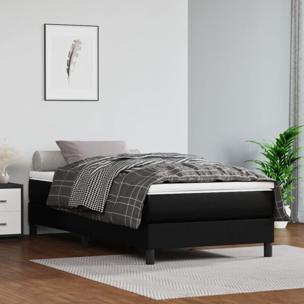 vidaXL Sommier &agrave; lattes de lit avec matelas Noir 100x200 cm Similicuir
