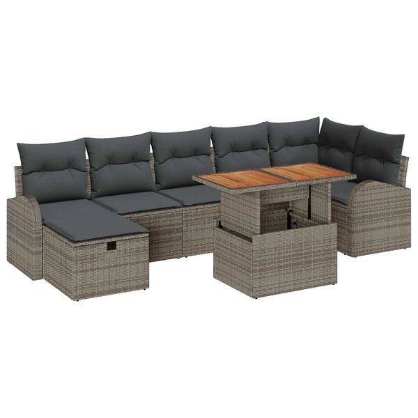 vidaXL Ensemble de canap&eacute; de jardin 8 pcs Gris polyrotin