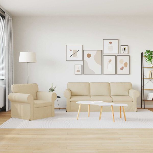 vidaXL Canap&eacute; 180cm 2 pcs Cr&egrave;me M&eacute;tал