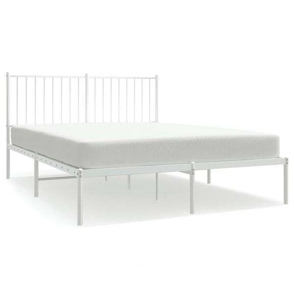 vidaXL Cadre de lit métal sans matelas et tête de lit blanc 140x190 cm