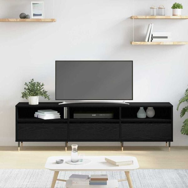 vidaXL Meuble TV Ch&ecirc;ne noir 150 x 30 x 45 cm Bois d'ing&eacute;nierie
