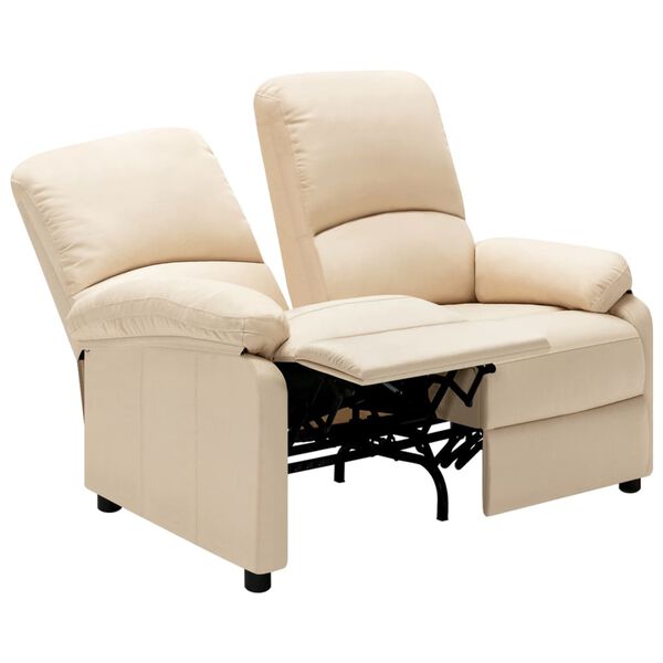 vidaXL Canap&eacute; inclinable &agrave; 2 places Cr&egrave;me Tissu