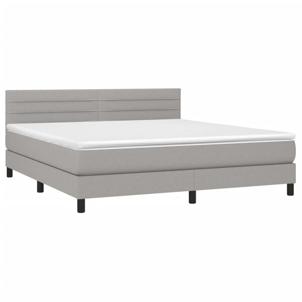 vidaXL Sommier &agrave; lattes de lit et matelas et LED Gris clair 180x200 cm