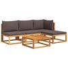 vidaXL Ensemble de canap&eacute;s de jardin 5 pi&egrave;ces avec coussins en bois d'acacia et corde