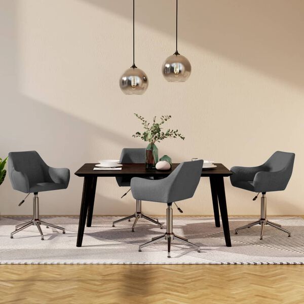 vidaXL Chaises pivotantes &agrave; manger lot de 4 Gris fonc&eacute; Tissu