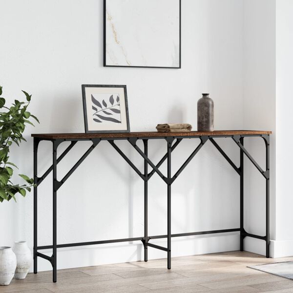 vidaXL Table console ch&ecirc;ne marron 140x29x75 cm bois d'ing&eacute;nierie