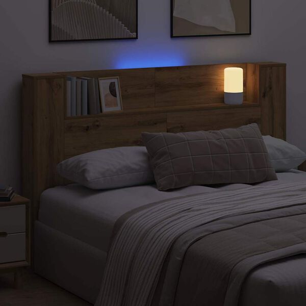 vidaXL T&ecirc;te de lit avec &eacute;tag&egrave;re Ch&ecirc;ne artisanal 160 x 17 x 104,5 cm