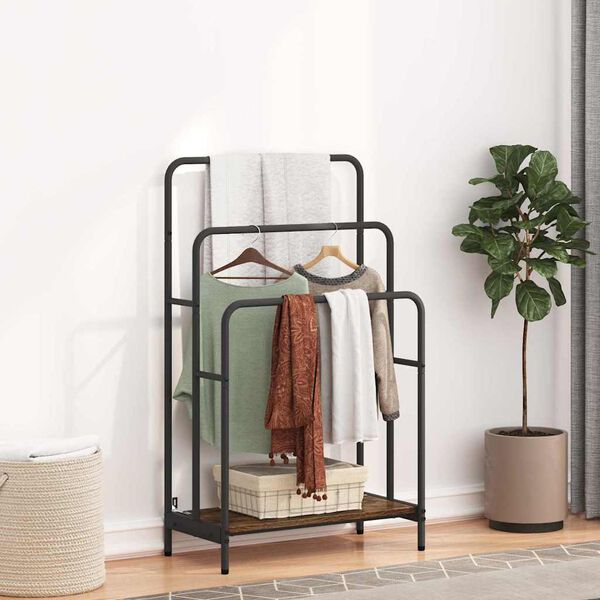 vidaXL Porte-v&ecirc;tements Ch&ecirc;ne fum&eacute; 60 x 30 x 100,5 cm Bois d'ing&eacute;nierie