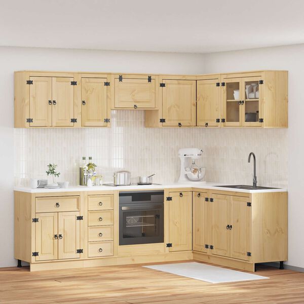 vidaXL Armoire avec tiroir avec &eacute;tag&egrave;re 10 pcs Miel Pin massif