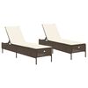 vidaXL Chaises longues avec coussins lot de 2 marron r&eacute;sine tress&eacute;e