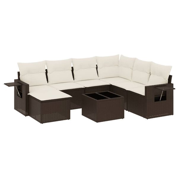 vidaXL Salon de jardin 8 pcs avec coussins marron r&eacute;sine tress&eacute;e