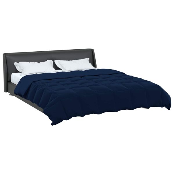 vidaXL Duvet complet toute l'ann&eacute;e Bleu fonc&eacute; 240 x 260 cm Microfibre