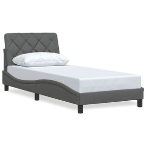 vidaXL Cadre de lit sans matelas gris fonc&eacute; 90x190 cm tissu