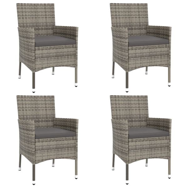 vidaXL Ensemble de bistro de jardin 5 pcs coussins gris poly rotin
