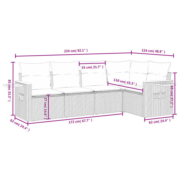 vidaXL Salon de jardin avec coussins 5 pcs beige r&eacute;sine tress&eacute;e