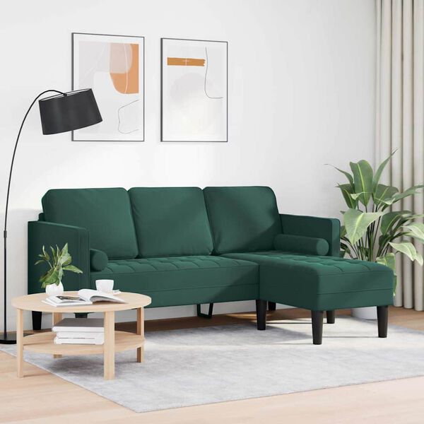 vidaXL Ensemble de Canap&eacute;s avec coussin Vert fonc&eacute; Polyester