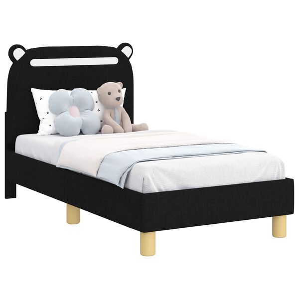 vidaXL Cadre de lit pour tout-petit avec t&ecirc;te de lit Noir 70 x 140 cm