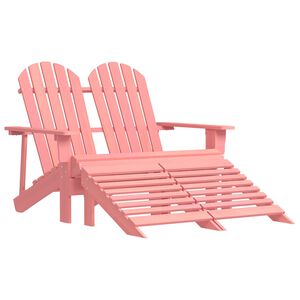 vidaXL Chaise de jardin Adirondack 2 places et pouf sapin rose