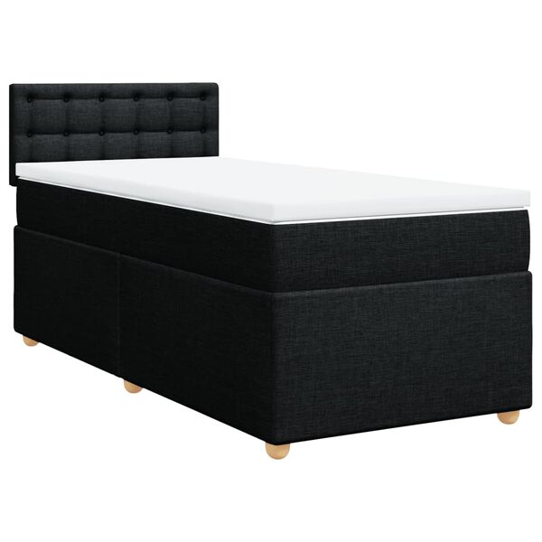 vidaXL Sommier à lattes de lit avec matelas Noir 100x200 cm Tissu