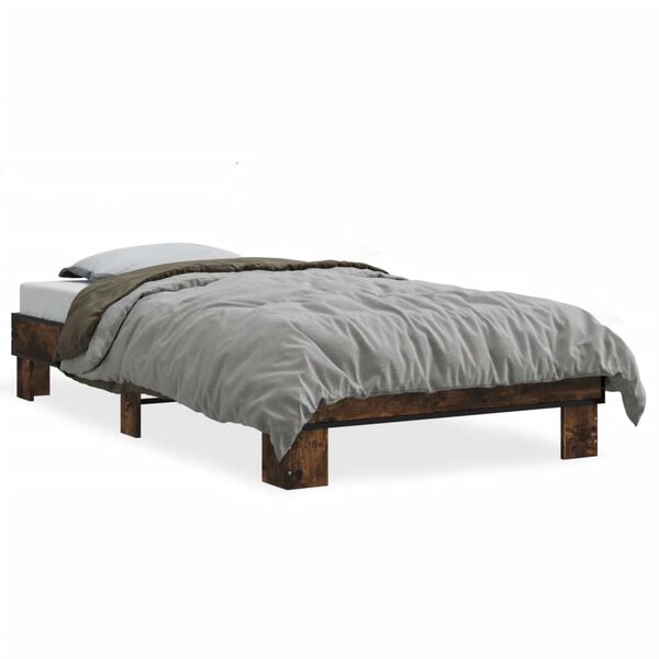 vidaXL Cadre de lit sans matelas ch&ecirc;ne fum&eacute; 75x190 cm