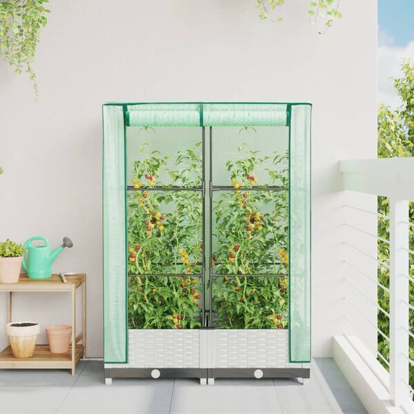 vidaXL Jardini&egrave;re sur&eacute;lev&eacute;e avec housse aspect rotin 80x40x123 cm