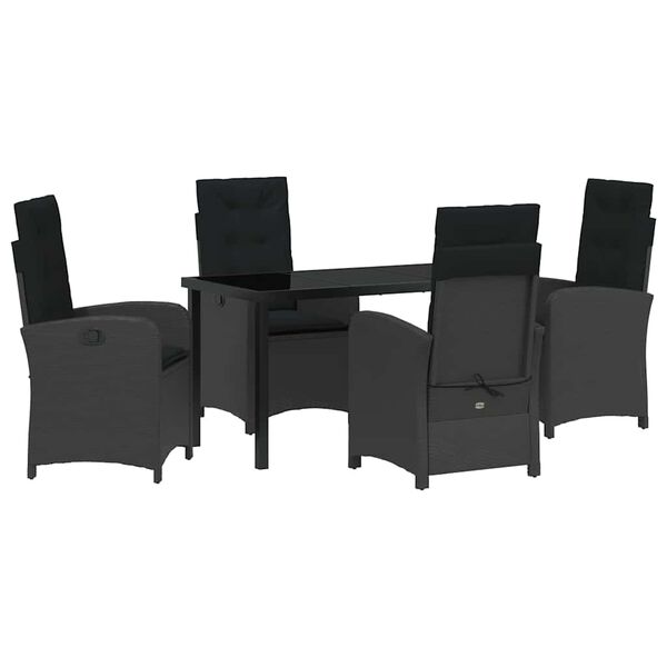 vidaXL Ensemble de salle &agrave; manger pour jardin 5 pcs Noir polyrotin