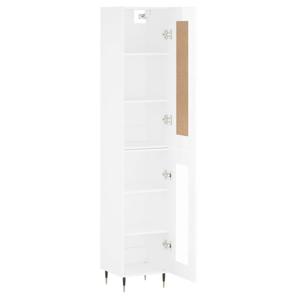 vidaXL Buffet haut Blanc brillant 34,5x34x180 cm Bois d'ing&eacute;nierie