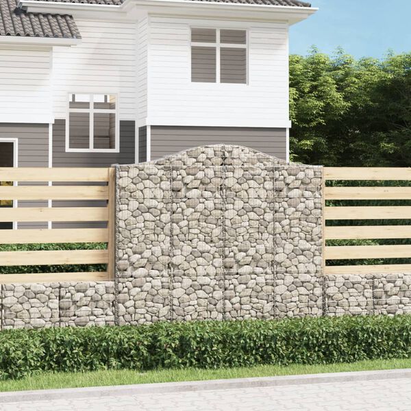 vidaXL Paniers &agrave; gabions arqu&eacute;s 15 pcs 200x30x180/200 cm Fer galvanis&eacute;