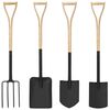 vidaXL Ensemble d'outils de jardinage 4 pcs acier et bois de fr&ecirc;ne