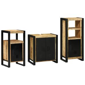 vidaXL Ensemble de mobilier de salle de bain 3 pcs Marron et Noir