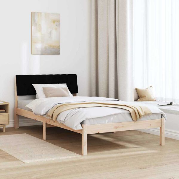 vidaXL Cadre de lit Marron et noir 100 x 200 cm Bois massif en pin