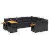 vidaXL Salon de jardin 10 pcs avec coussins noir r&eacute;sine tress&eacute;e
