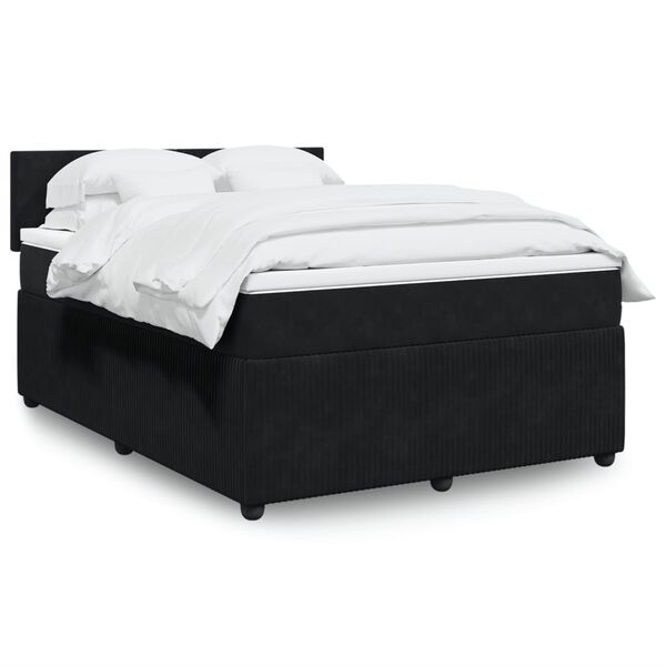 vidaXL Sommier &agrave; lattes de lit et matelas Noir 160x200 cm Velours