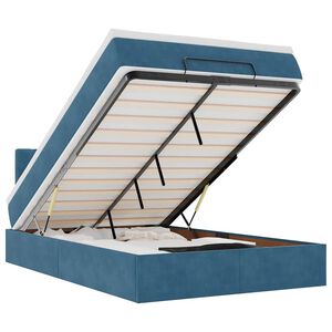 vidaXL Cadre de lit ottoman avec matelas bleu fonc&eacute; 120x200 cm velours