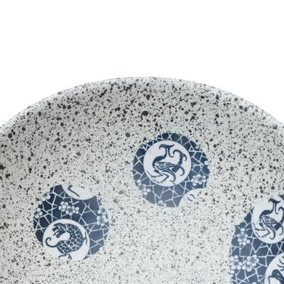 vidaXL Vasque à poser gris et bleu ovale 47x33x13 cm céramique