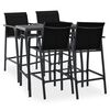 vidaXL Ensemble de bar de jardin 5 pcs Noir