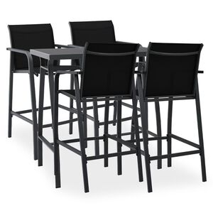 vidaXL Ensemble de bar de jardin 5 pcs Noir