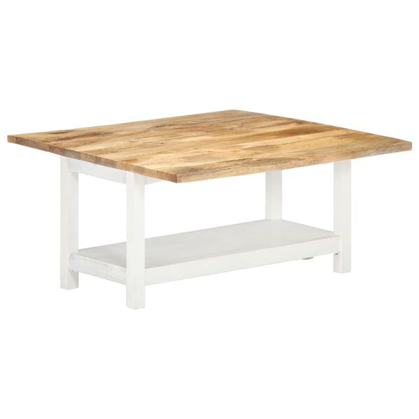 vidaXL Table basse extensible blanc 90x(45-90)x45 cm bois de manguier