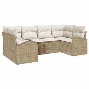 vidaXL Ensemble de canap&eacute; de jardin 6 pcs Beige et blanc polyrotin