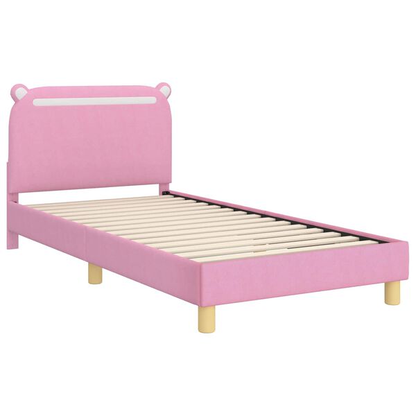 vidaXL Cadre de lit pour enfants avec t&ecirc;te de lit Rose 90 x 190 cm
