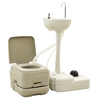 vidaXL Toilette portable de camping 10+10L et support à lave-mains 20L