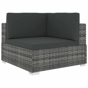 vidaXL Chaise d'angle 1 pc et coussins R&eacute;sine tress&eacute;e Gris