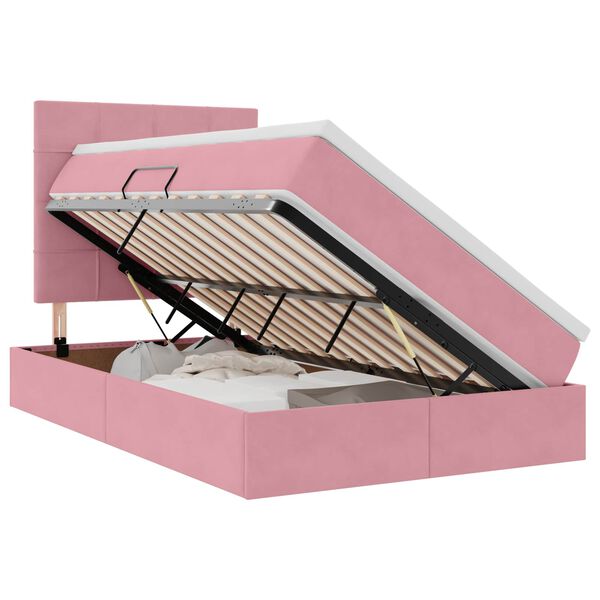 vidaXL Lit avec rangement et matelas Rose 120 x 200 cm Velours