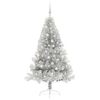 vidaXL Sapin de No&euml;l artificiel pr&eacute;-&eacute;clair&eacute; Argent 180 cm PET