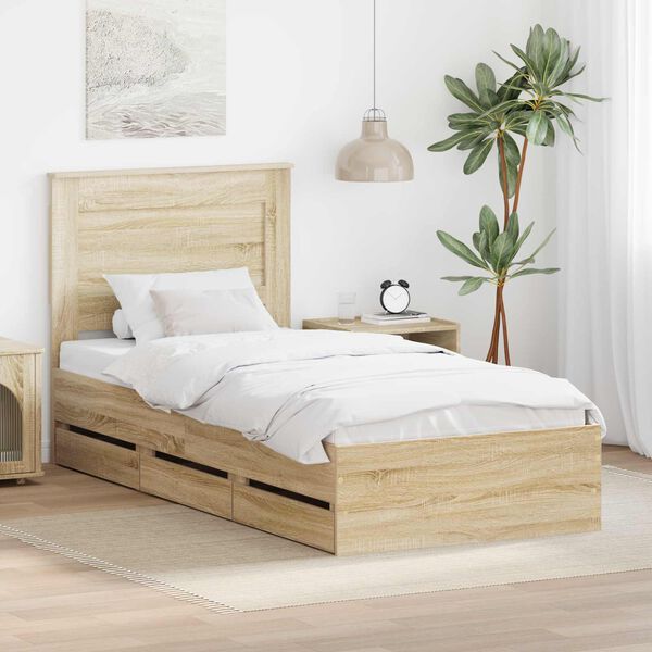 vidaXL Cadre de lit Ch&ecirc;ne Sonoma 90 x 190 cm Bois Ing&eacute;nierie