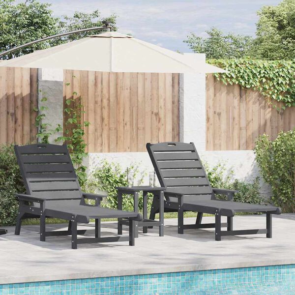 vidaXL Mobilier de jardin lounge 2 pcs Gris clair 53 x 195.5 x 30cm