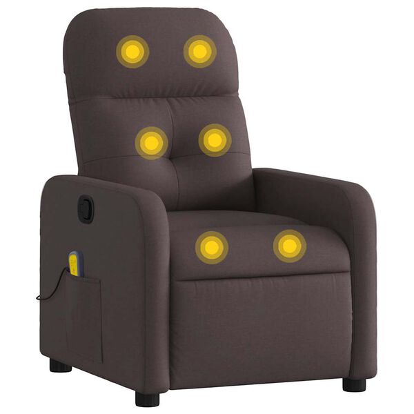 vidaXL Fauteuil de massage inclinable Marron fonc&eacute; Tissu