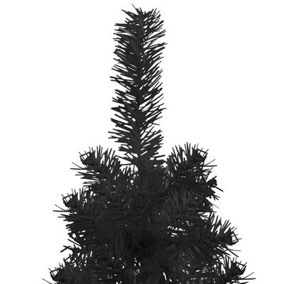 vidaXL Demi sapin de Noël artificiel mince avec support Noir 240 cm